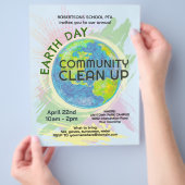 Earth Day Community Clean Up Poster Hand-Drawn Flyer (Hand)