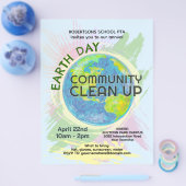 Earth Day Community Clean Up Poster Hand-Drawn Flyer (Enkel)