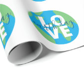 Earth Day Cute Blue Green Statement Planhic Cadeaupapier (Rol Hoek)