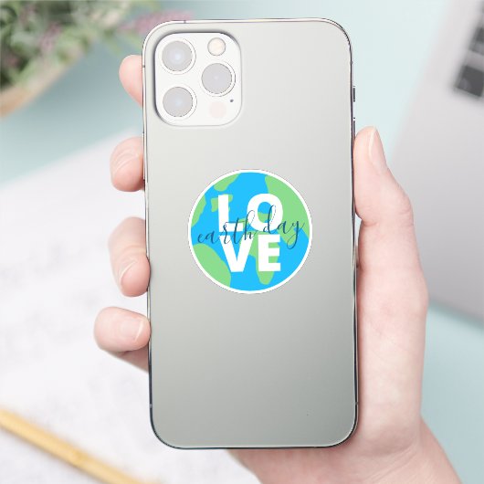 Earth Day Cute Blue Green Statement Planhic Sticker (Telefoon)
