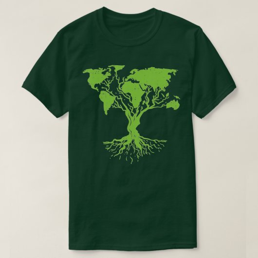 Earth Day Cute Wereldkaart Tree Pro Environment Pl T-shirt (Design voorkant)
