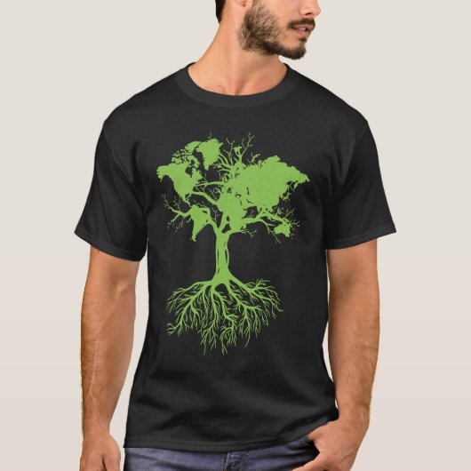 Earth Day  Cute World Map Tree Pro Environment Pla T-shirt (Voorkant)