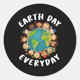 Earth Day Dagelijks Shirt Kinder Meisje Peuter Sch Ronde Sticker