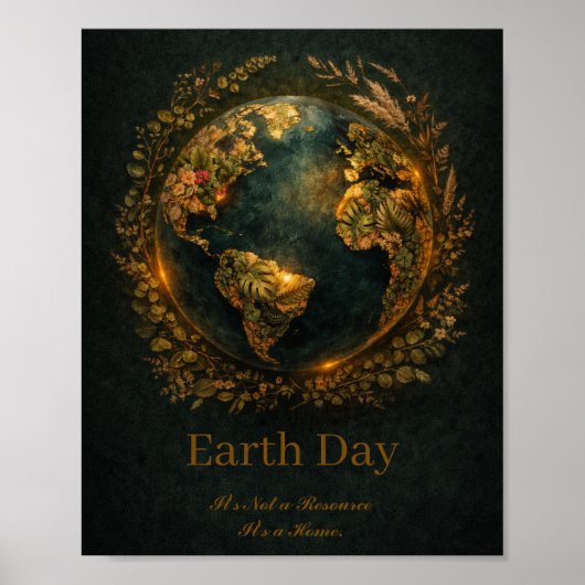 Earth Day Dark Botanical Wreath Nature Lover Gift Poster (Voorkant)