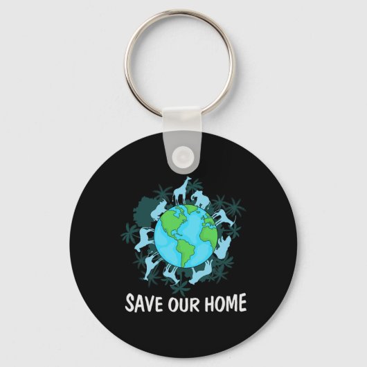 Earth Day Dieren Conservatie Sleutelhanger (Voorkant)