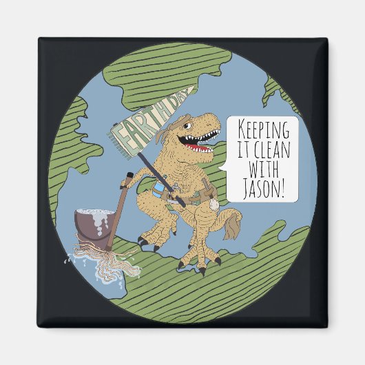 Earth Day Dino-reiniging Magneet (Voorkant)