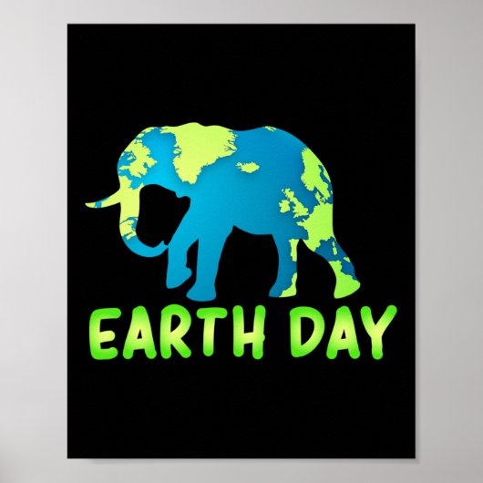 Earth Day Elephant voor kinderen Poster (Voorkant)