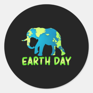 Earth Day Elephant voor kinderen Ronde Sticker