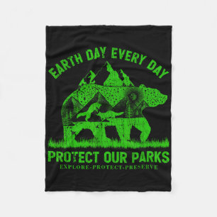 Earth Day elke dag beschermen onze parken Natuur m Fleece Deken