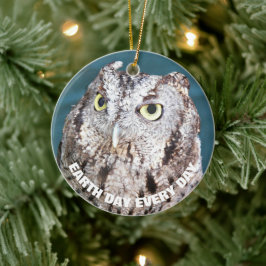 Earth Day Elke dag een Westerne Screech Uil Keramisch Ornament