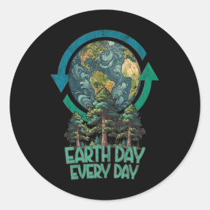 Earth Day Elke dag Planten meer bomen Arbor Day Vi Ronde Sticker