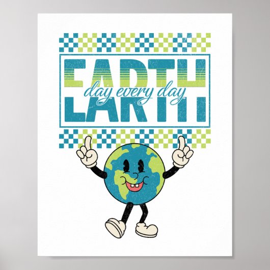 Earth Day elke dag retro stijl ontwerp Poster (Voorkant)