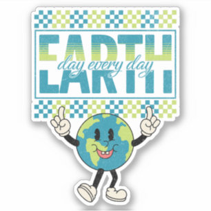 Earth Day elke dag retro stijl ontwerp Sticker