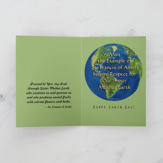 Earth Day en St. Francis van Assisi Kaart (Binnen)