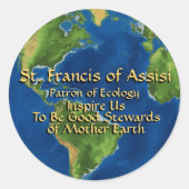 Earth Day en St. Francis van Assisi Ronde Sticker (Voorkant)