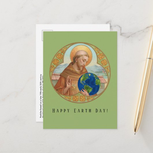 Earth Day en St. Francis van het Briefkaart van As (Voorkant / Achterkant in situ)