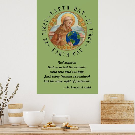Earth Day en St. Francis van het Poster van Assisi (Keuken)