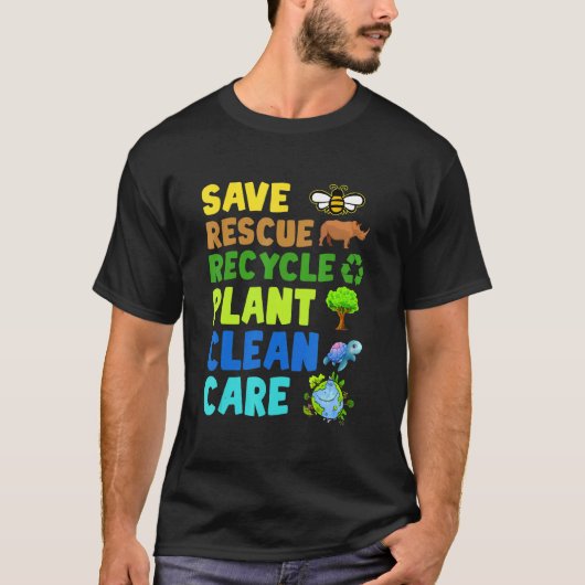 Earth Day Environmental Protection Save Bees Rescu T-shirt (Voorkant)