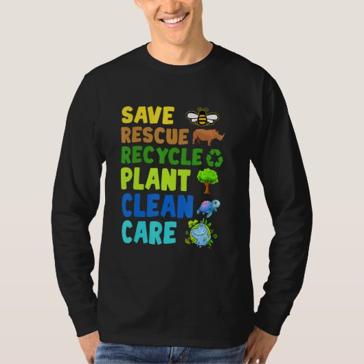 Earth Day Environmental Protection Save Bees Rescu T-shirt (Voorkant)