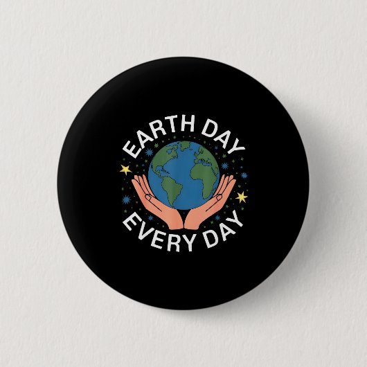 Earth Day Every Day Eco-friendly Nature Lover Desi Ronde Button 5,7 Cm (Voorkant)