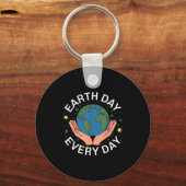 Earth Day Every Day Eco-friendly Nature Lover Desi Sleutelhanger (Voorkant)