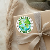Earth Day Every Day Schattige Planet beroemd gemaa Ronde Sticker