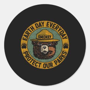 Earth Day Everyday Bescherm onze parken Beer Ronde Sticker