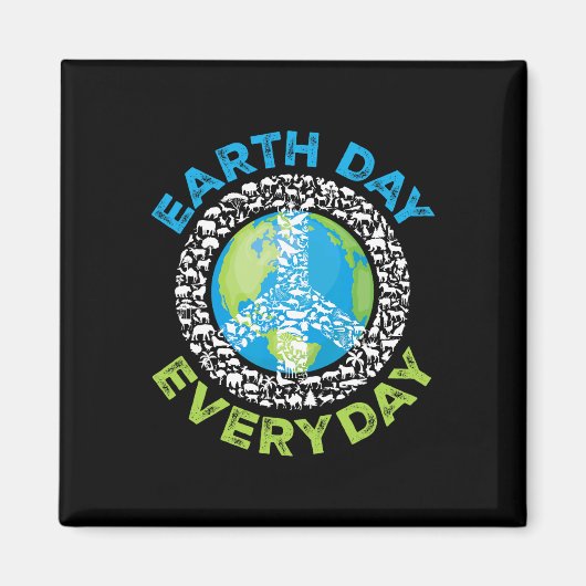 Earth Day Everyday Peace Earth Animals Mannen Vrou Magneet (Voorkant)