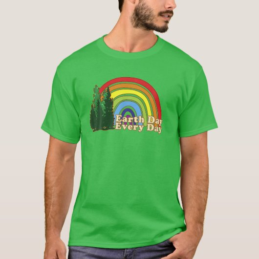Earth Day Everyday Rainbow Pine Tree Design T-shirt (Voorkant)