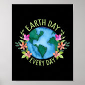 Earth Day Everyday Retro Environmental Shirt Vrouw Poster (Voorkant)