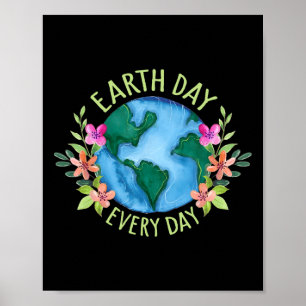 Earth Day Everyday Retro Environmental Shirt Vrouw Poster
