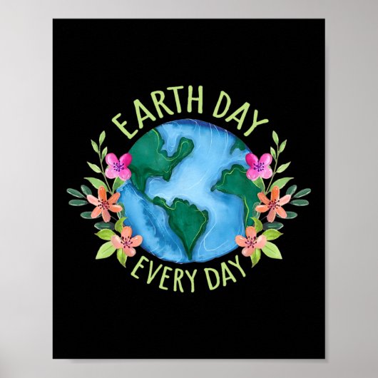 Earth Day Everyday Retro Environmental Shirt Vrouw Poster (Voorkant)