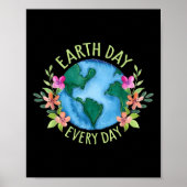 Earth Day Everyday Retro Environmental Shirt Vrouw Poster (Voorkant)