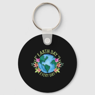 Earth Day Everyday Retro Environmental Shirt Vrouw Sleutelhanger