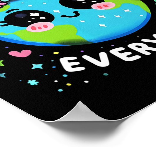 Earth Day Everyday Schattigee Planeet Gift Kinder  Poster (Hoek)