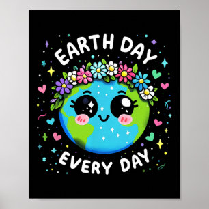 Earth Day Everyday Schattigee Planeet Gift Kinder  Poster