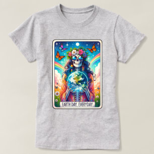 Earth Day Everyday Skeleton Tarot Kaart T-shirt