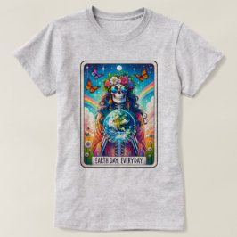 Earth Day Everyday Skeleton Tarot Kaart T-shirt