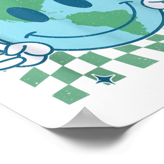 Earth Day Everyday Smile Gezicht Hippie Planet Ann Poster (Hoek)