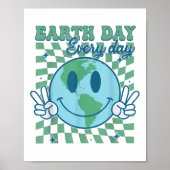 Earth Day Everyday Smile Gezicht Hippie Planet Ann Poster (Voorkant)