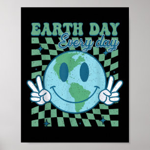 Earth Day Everyday Smile Gezicht Hippie Planet Ann Poster