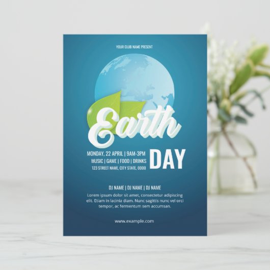 Earth Day Flyer-Sjabloon Kaart (Staand voorkant)
