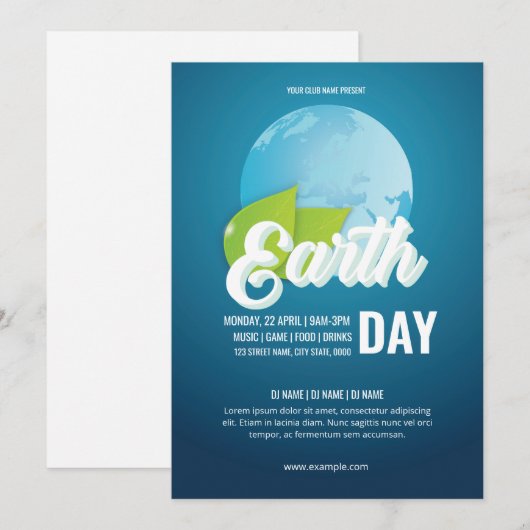 Earth Day Flyer-Sjabloon Kaart (Voorkant / Achterkant)