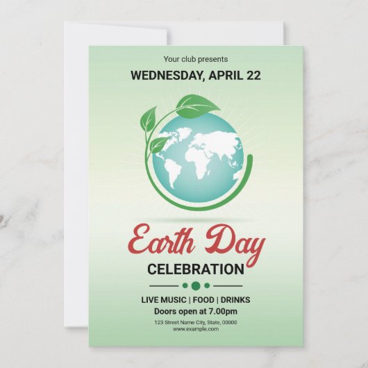 Earth Day Flyer-Sjabloon Kaart (Voorkant)