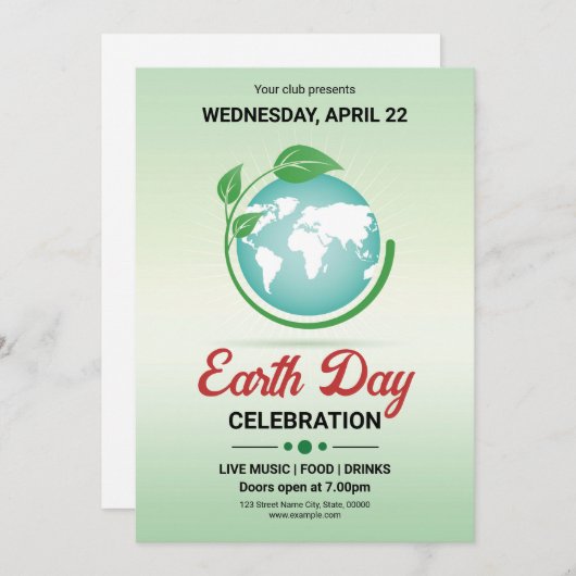 Earth Day Flyer-Sjabloon Kaart (Voorkant / Achterkant)