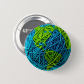 Earth Day Global Knit Crochet Hobby Ball in Yarn Ronde Button 5,7 Cm (Voorkant /achterkant)