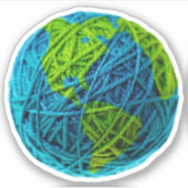 Earth Day Global Knit Crochet Hobby Ball in Yarn Sticker (Voorkant)