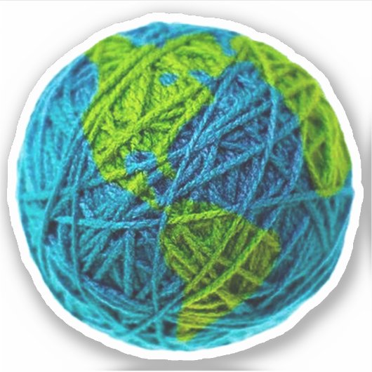 Earth Day Global Knit Crochet Hobby Ball in Yarn Sticker (Voorkant)