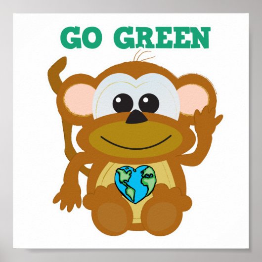 Earth Day Go Green monkey Goofkins Poster (Voorkant)