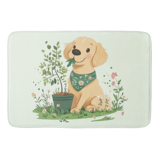 Earth Day Golden Retriever Hondentuin Badmat (Voorkant)